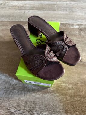 Sam Edelman Brown Open-Toe Braided Slide Mules